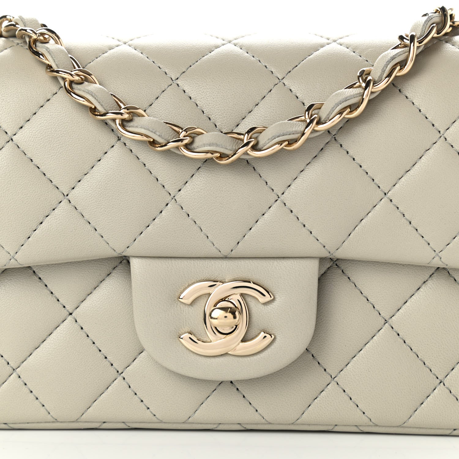 Chanel Lambskin Quilted Mini Rectangular Flap Grey 7 of 10