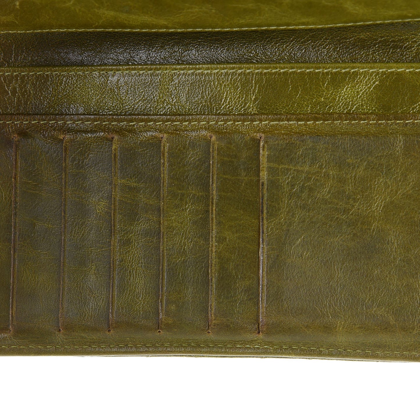 Calfskin Quilted Large Flap Wallet Green