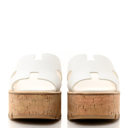 Hermes Calfskin Cork Eze 30 Sandals 37 White 2 of 9