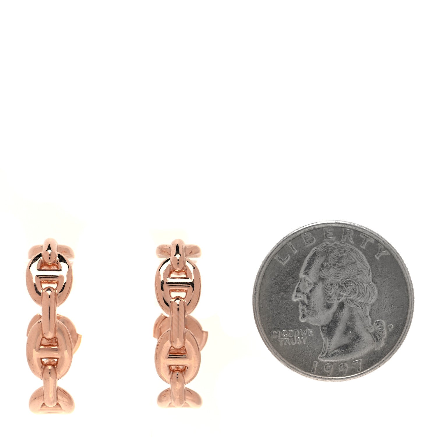 Hermes 18K Rose Gold Chaine d'Ancre Enchainee Earrings 2 of 5