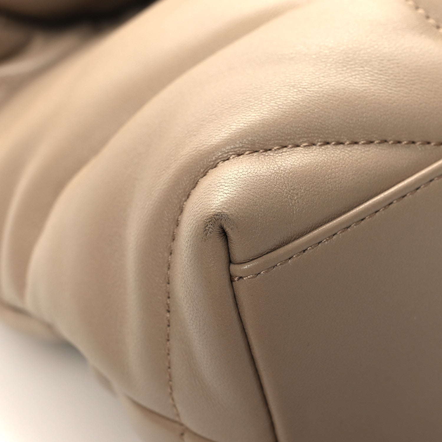 Saint Laurent Lambskin Quilted Small Loulou Puffer Monogram Chain Satchel Dark Beige 11 of 12