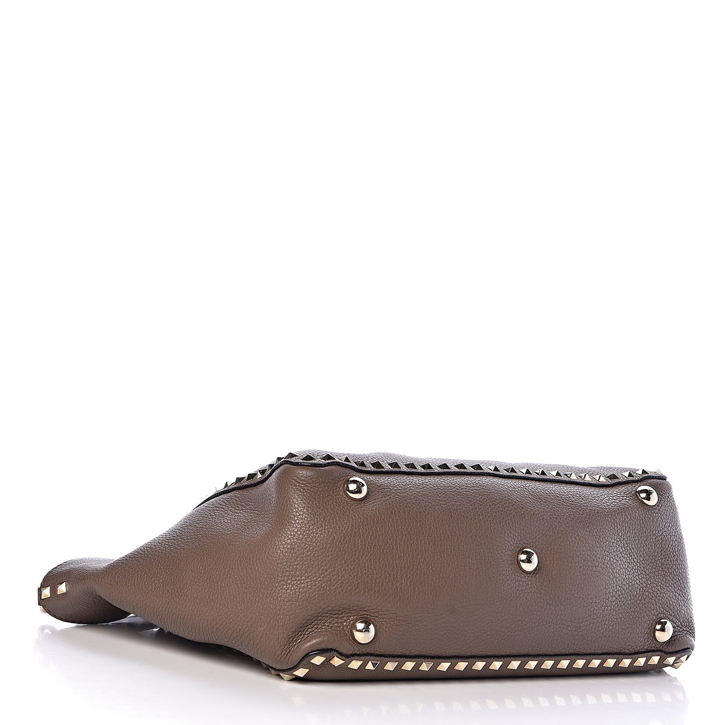 Pebbled Calfskin Medium Rockstud Tote Brown
