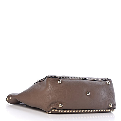 Valentino Garavani Pebbled Calfskin Medium Rockstud Tote Brown 5 of 16