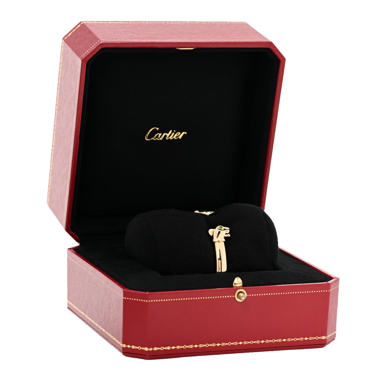 Cartier 18K Yellow Gold Tsavorite Garnet Onyx Panthère De Cartier Cuff Bracelet 15 4 of 4