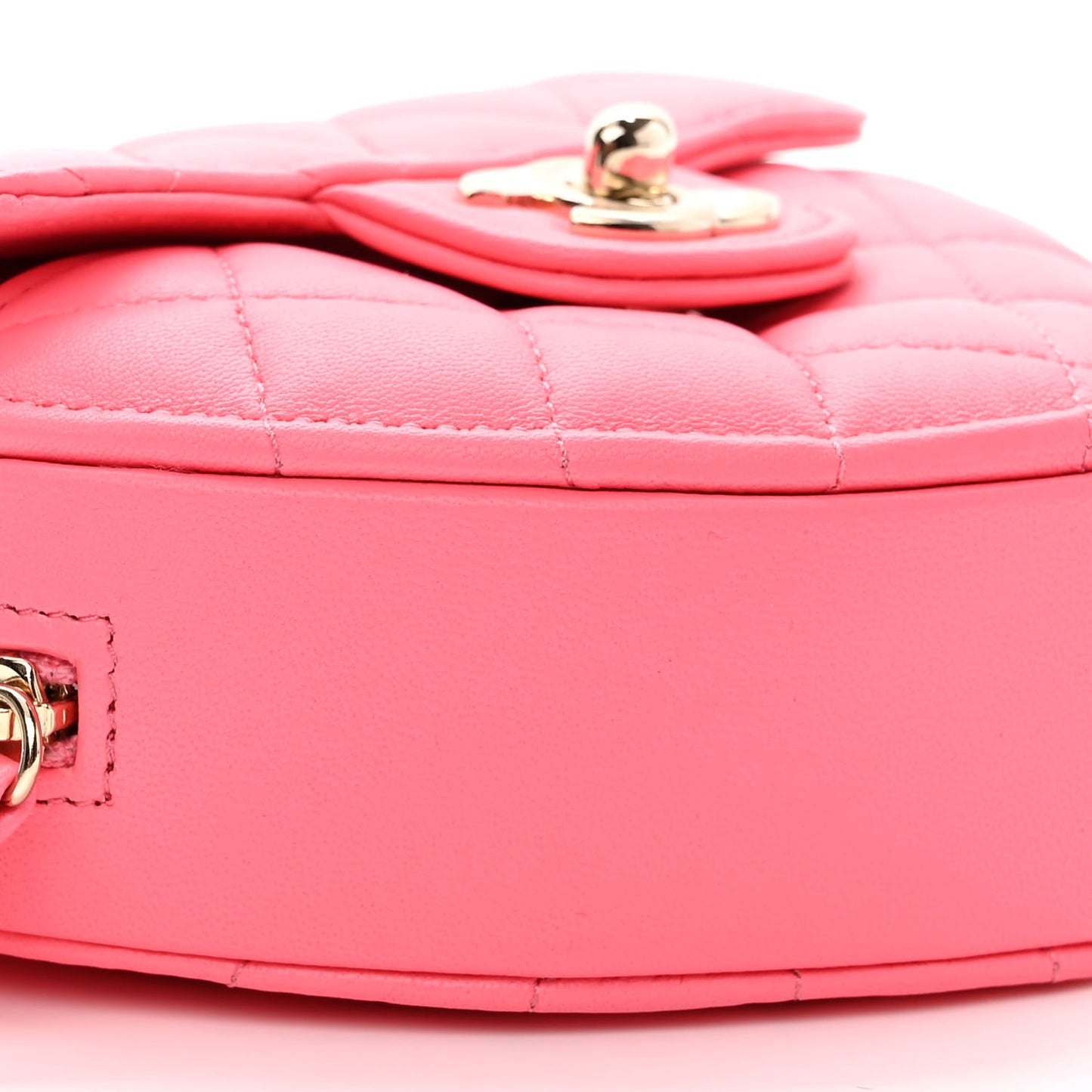Lambskin Quilted CC In Love Heart Clutch With Chain Pink
