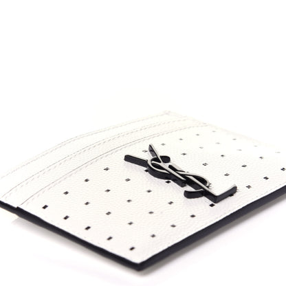 Saint Laurent Grain De Poudre Geo Print Monogram Credit Card Case White 7 of 9