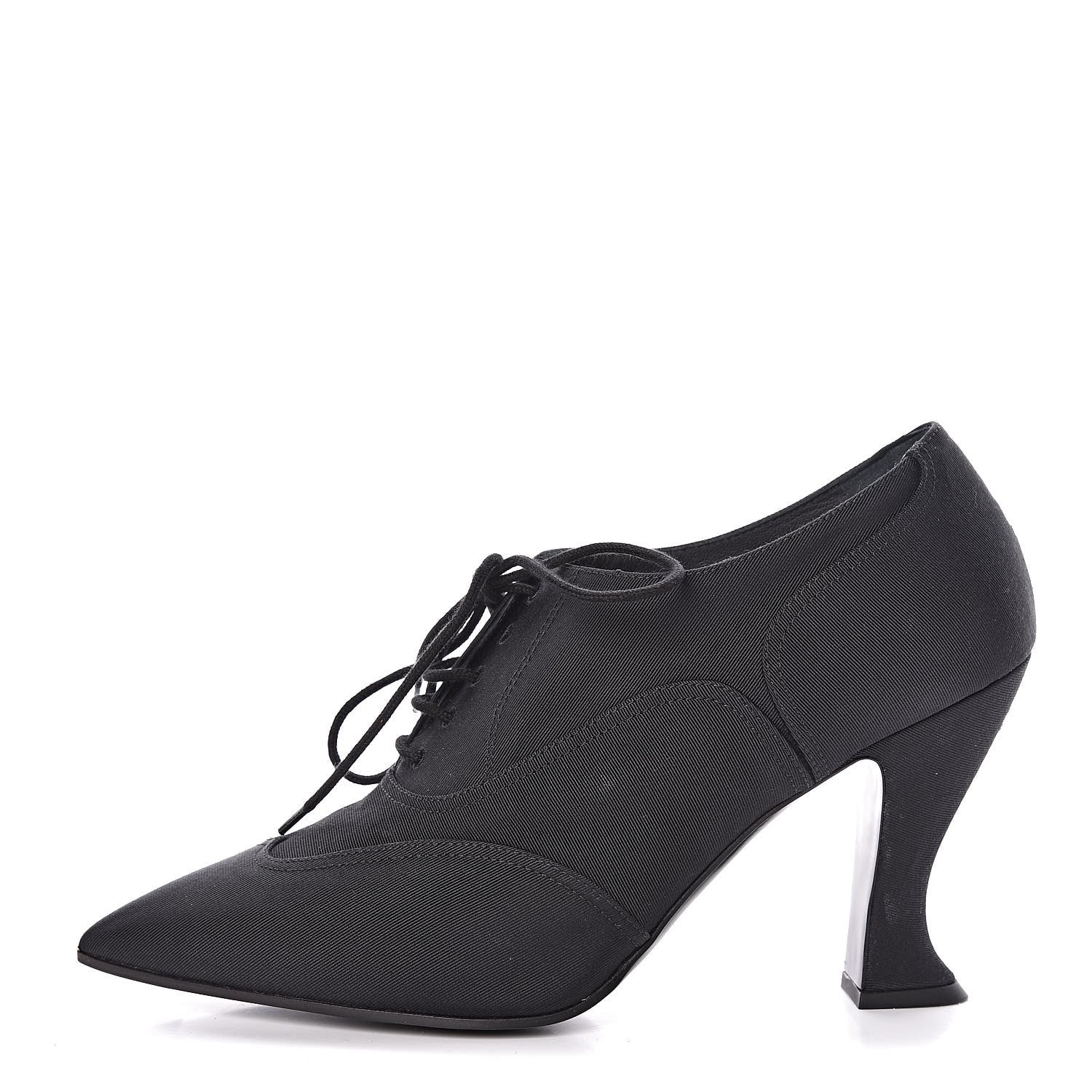Chanel Grosgrain Pearl Bow CC Oxford Lace Up Booties 37.5 Black 1 of 10
