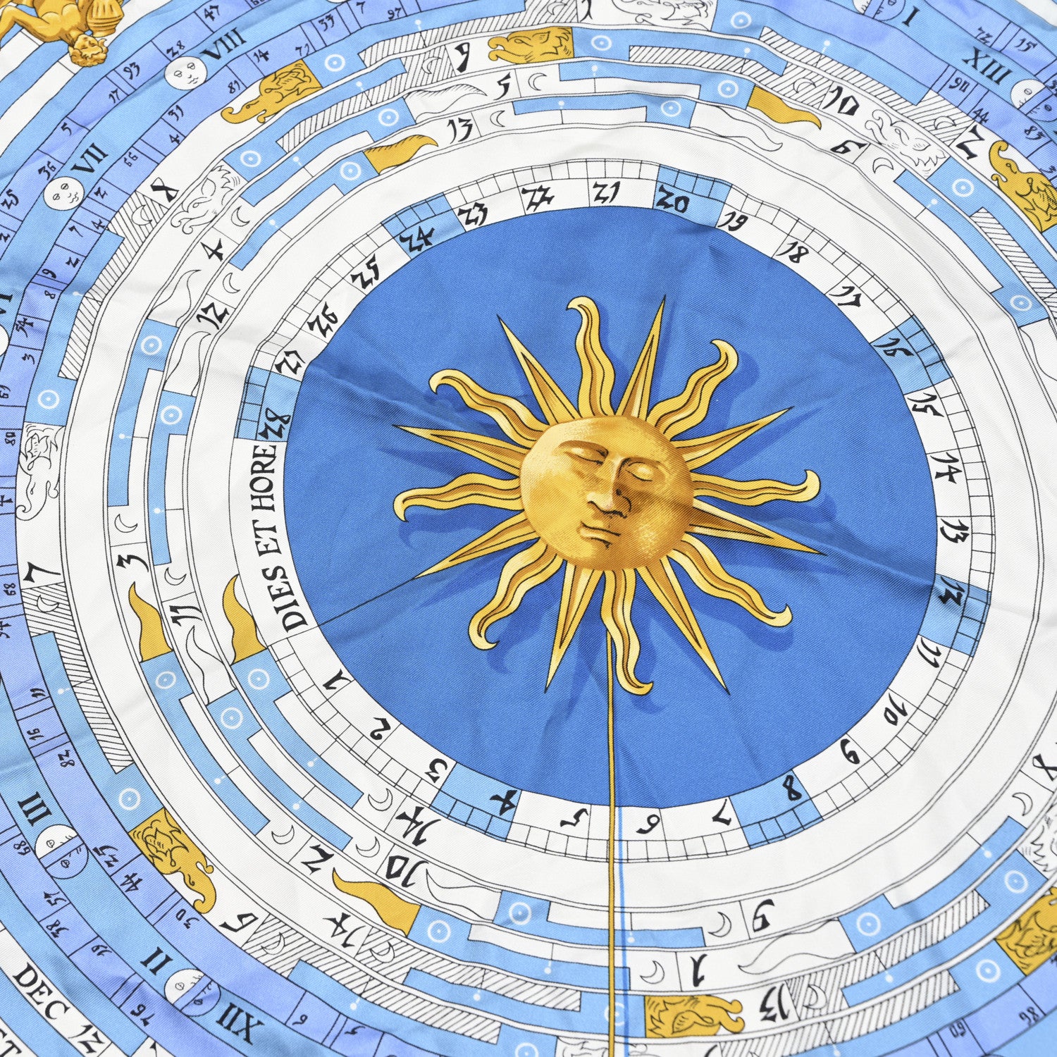 Hermes Silk Astrologie Scarf 90 Light Blue White Gold 5 of 6