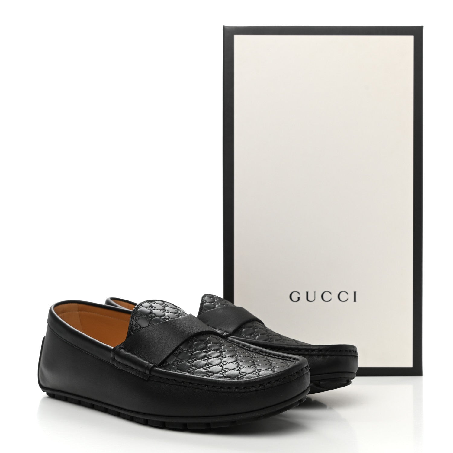 Gucci Calfskin Miro Soft Microguccissima Mens Driver Loafers 7.5 Black 9 of 9
