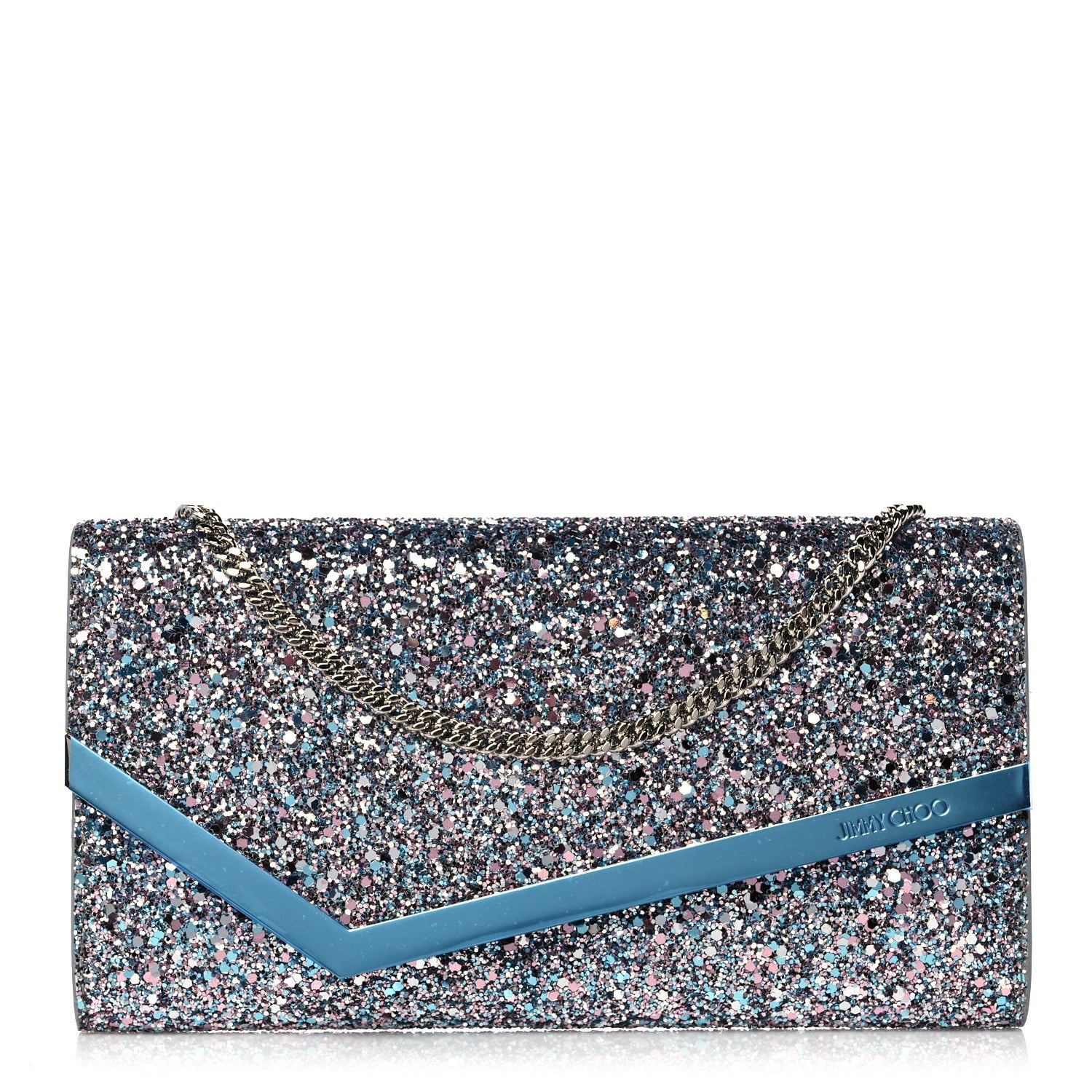 Jimmy Choo Glitter Emmie Clutch Bubblegum Mix 1 of 9