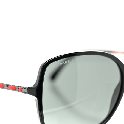 Chanel Lambskin Square Chain Sunglasses 5210-Q Black Red 7 of 8