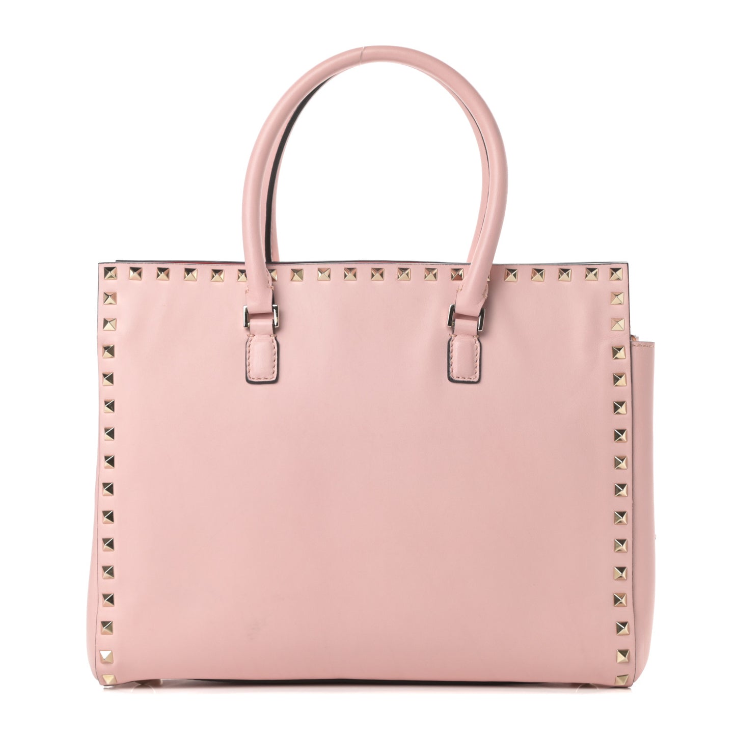 Vitello Small Rockstud Top Handle Tote Rose