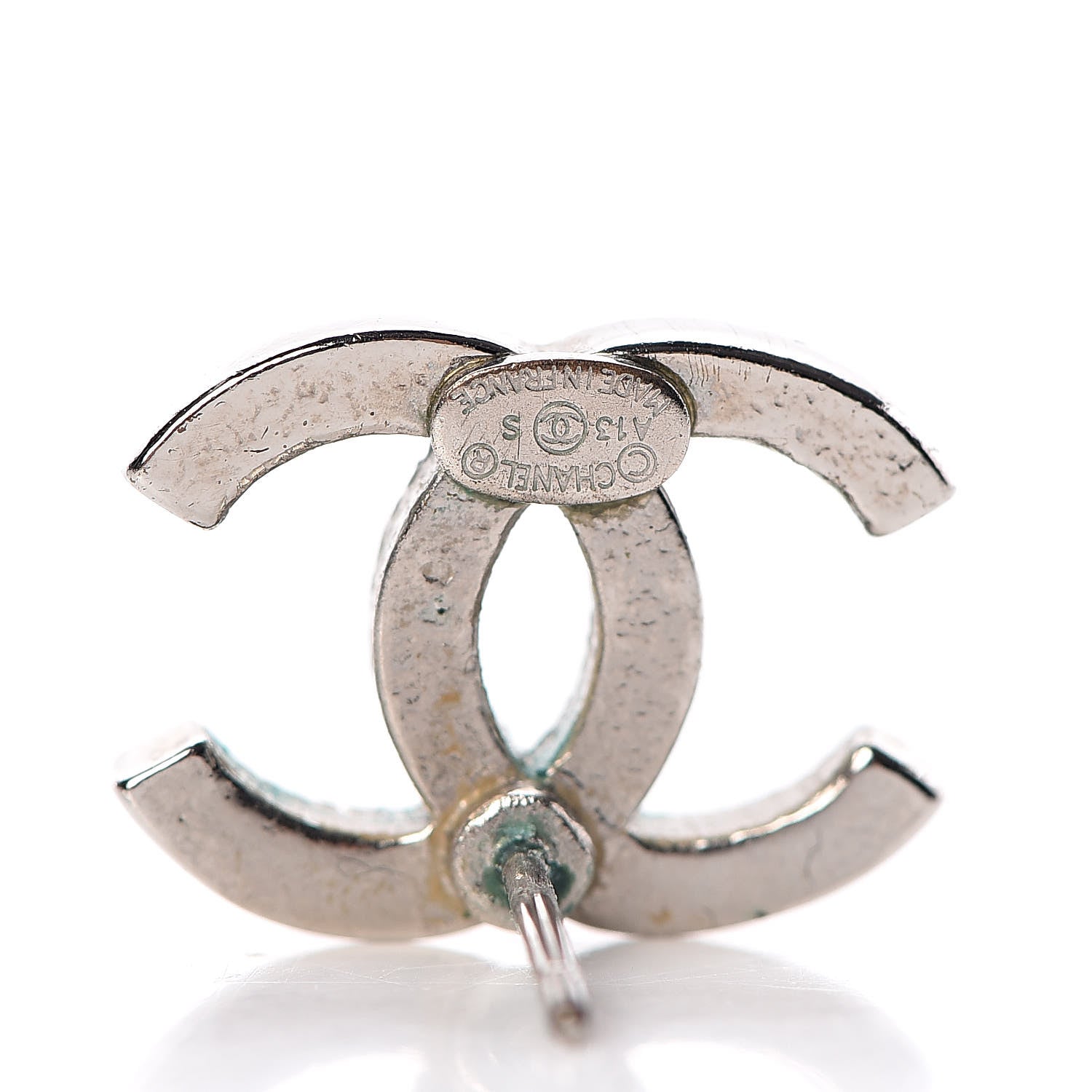 Chanel Crystal Timeless CC Earrings Silver 4 of 7