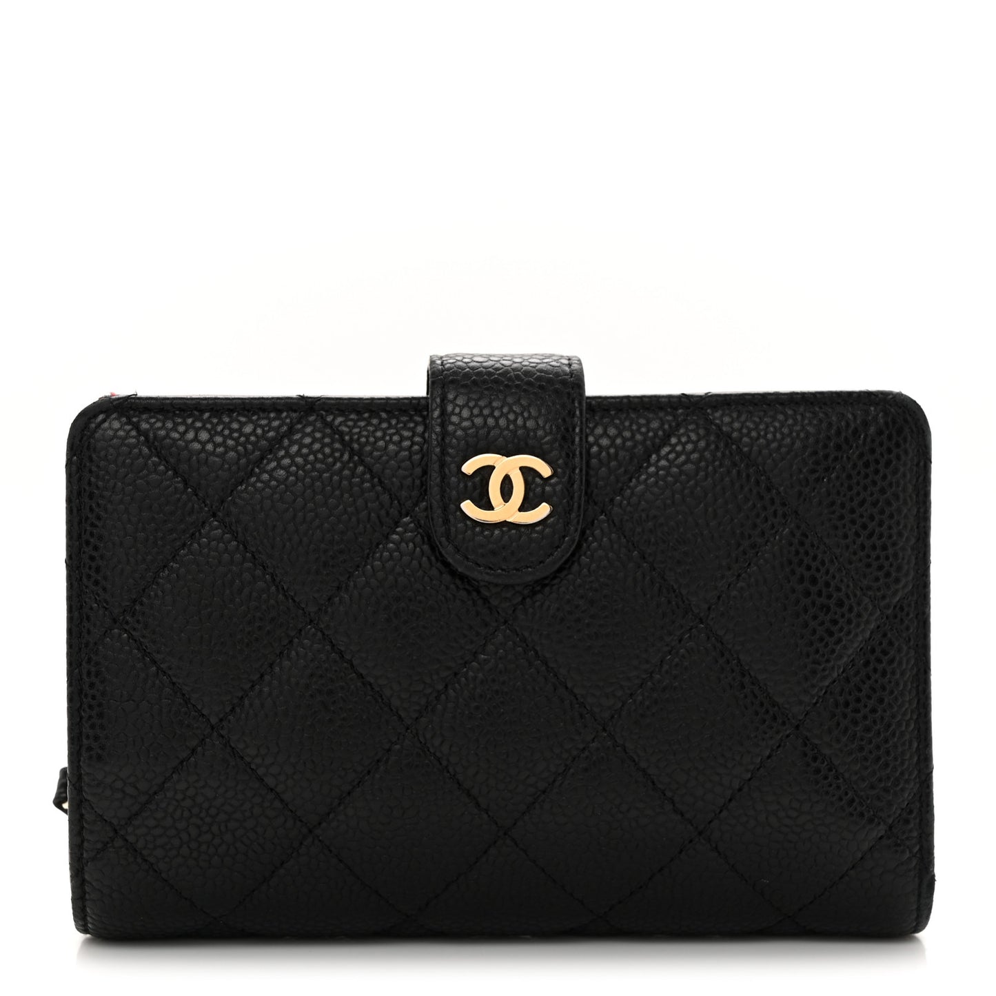Caviar Quilted Zipped Pocket Wallet Black