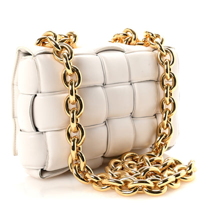 Bottega Veneta Lambskin Maxi Intreccio Padded Chain Cassette Crossbody Bag White 3 of 9