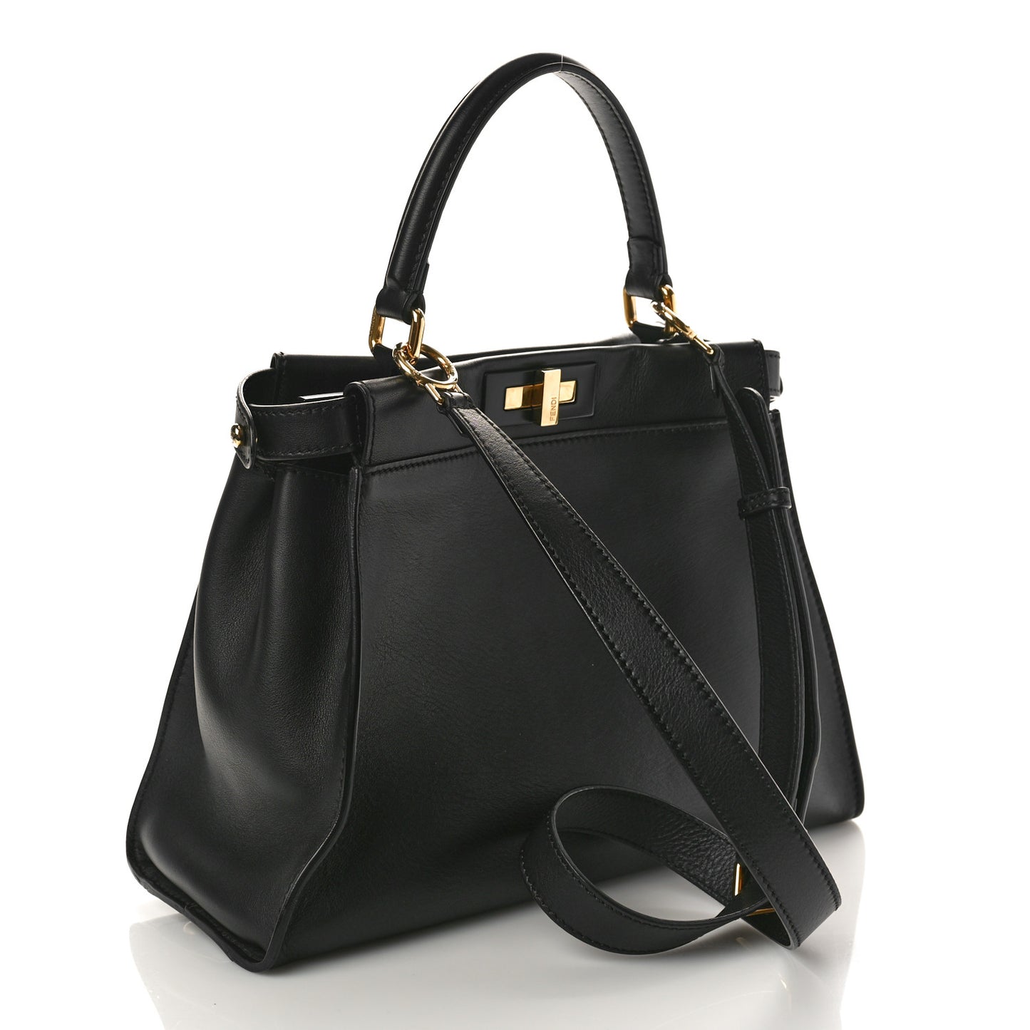 Vitello Seta Shiny Nappa Medium Peekaboo Iconic Satchel Black