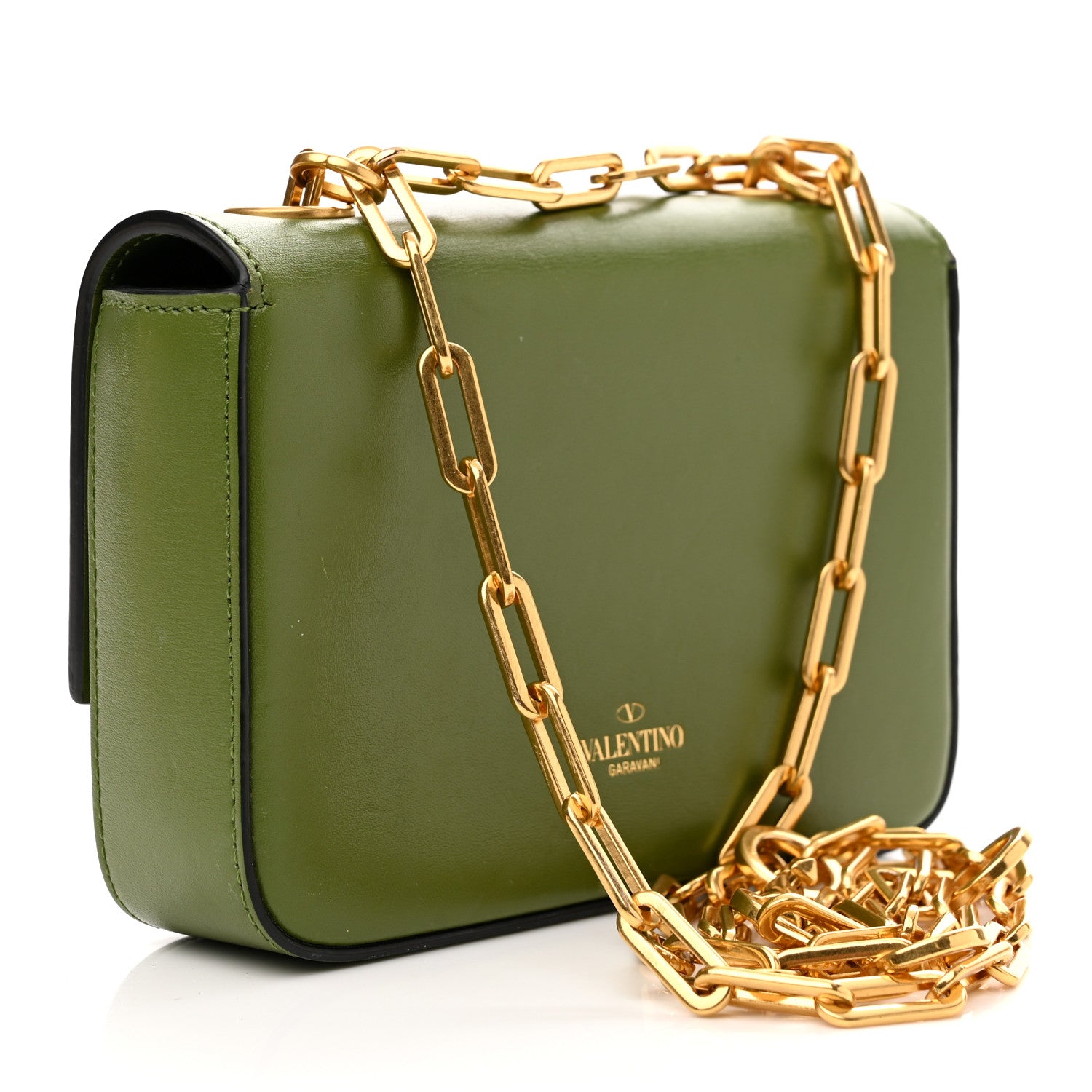 Valentino Garavani Calfskin Maison Gryphons Chain Shoulder Bag Green 3 of 11