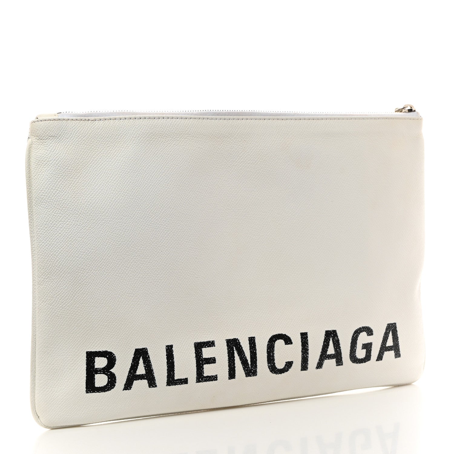 Balenciaga Calfskin Logo Large Zip Pouch White 3 of 8