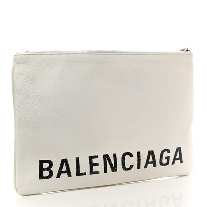 Balenciaga Calfskin Logo Large Zip Pouch White 3 of 8