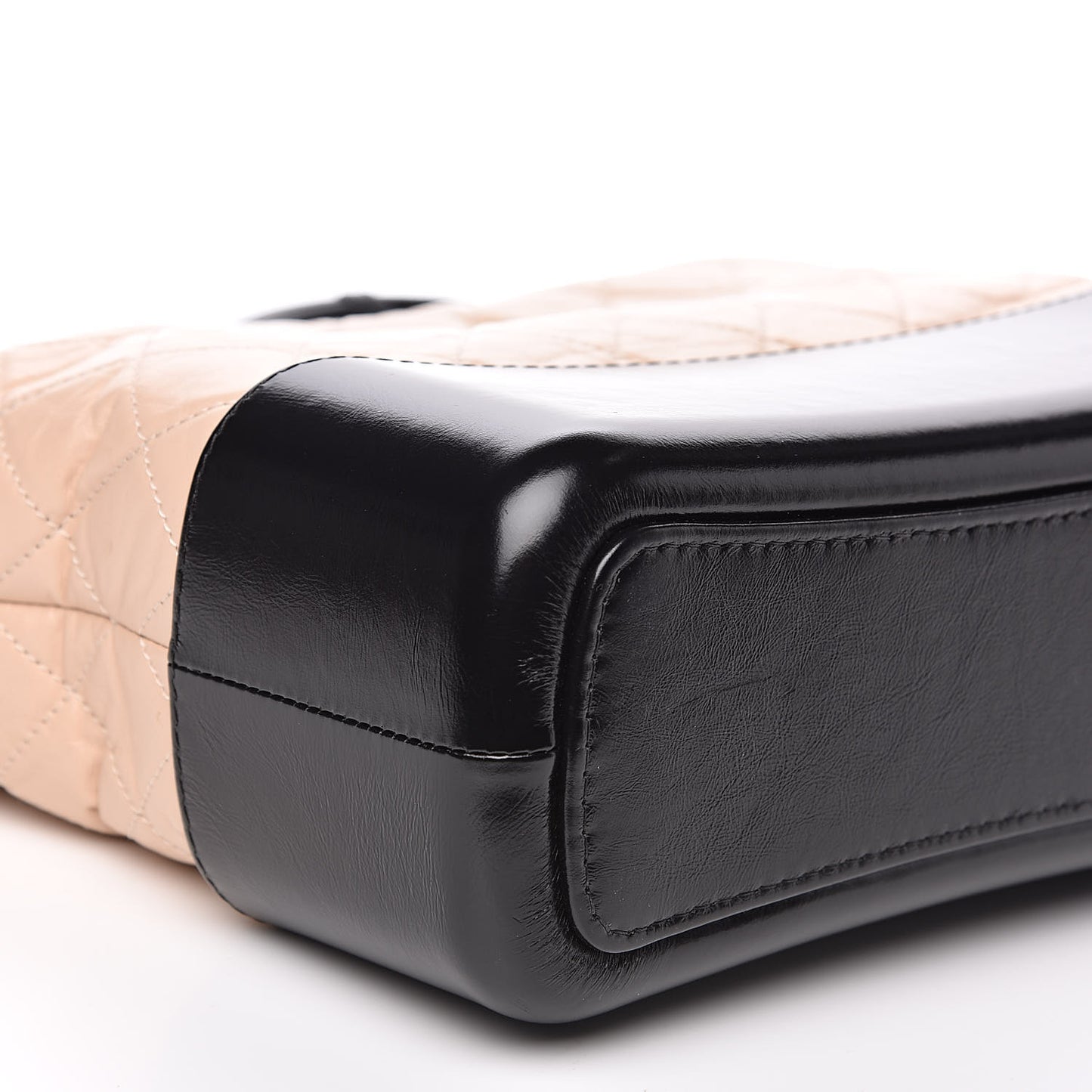 Aged Calfskin Quilted Medium Gabrielle Hobo Beige Black