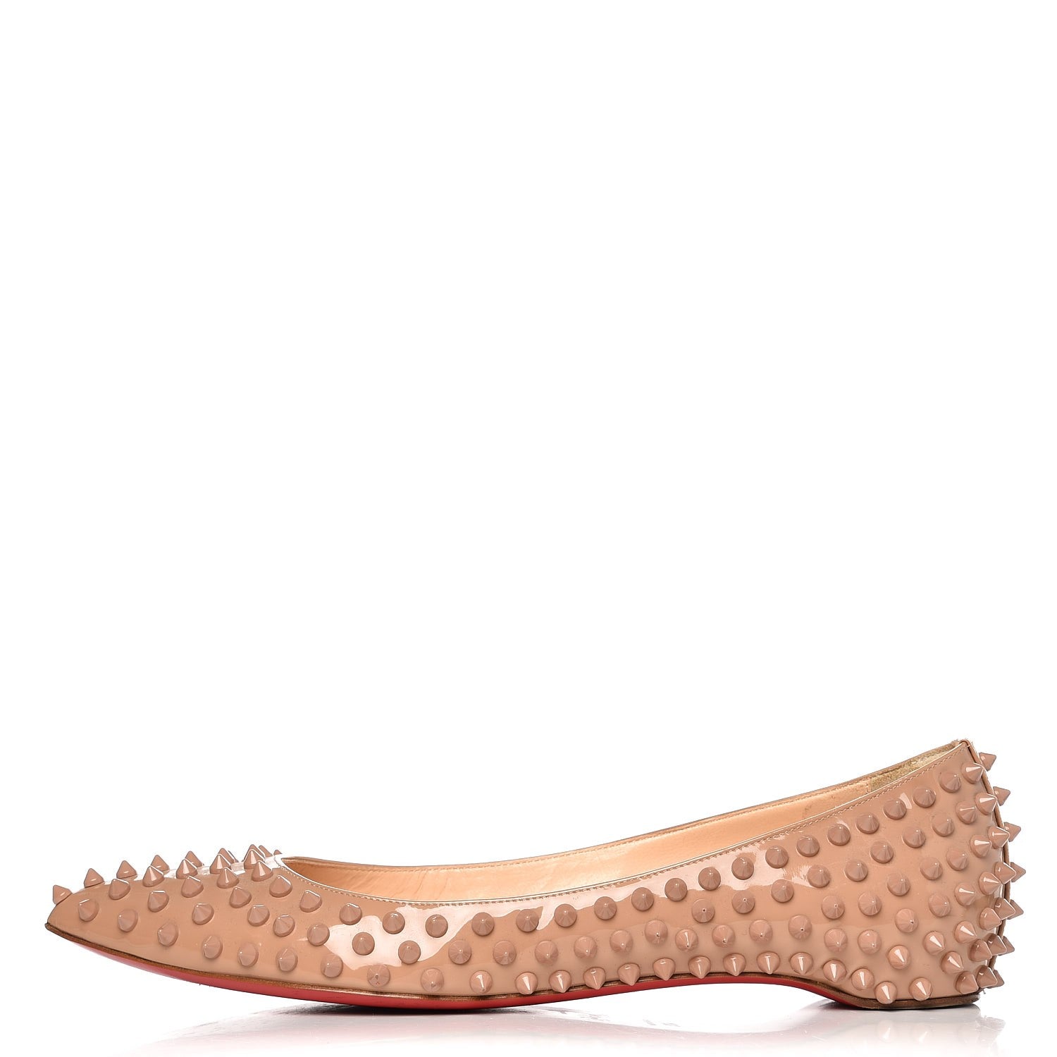 Christian Louboutin Patent Pigalle Spikes Flats 40.5 Nude 1 of 11