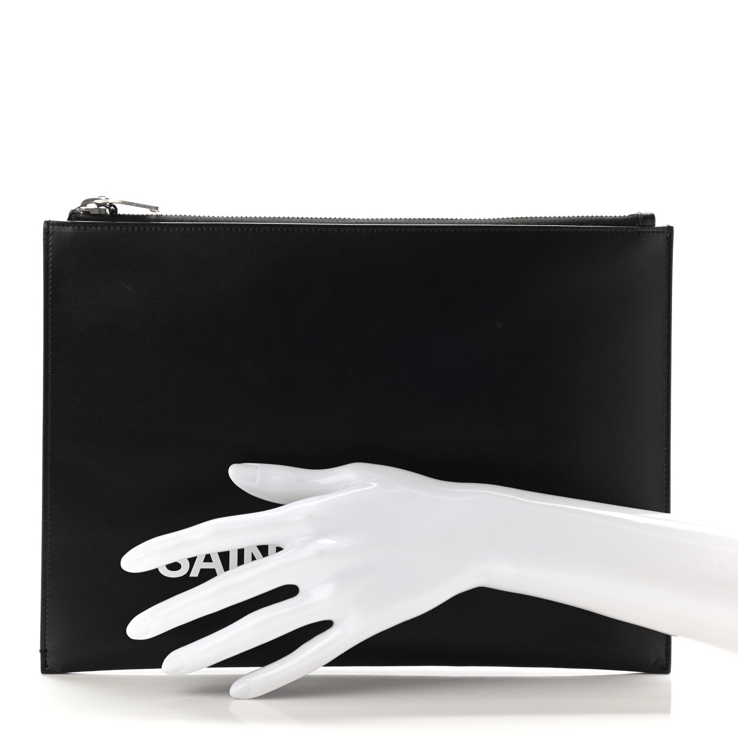 Saint Laurent Calfskin Logo Zipped Tablet Pouch Black 2 of 10