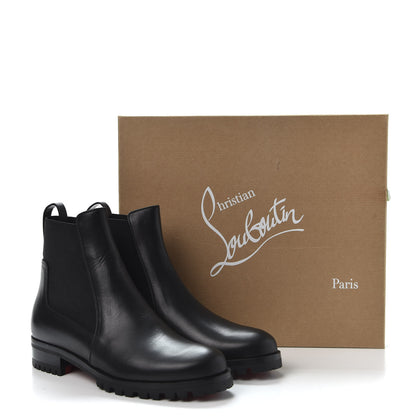 Christian Louboutin Calfskin Marchacroche Flat Chelsea Boots 37.5 Black 9 of 9