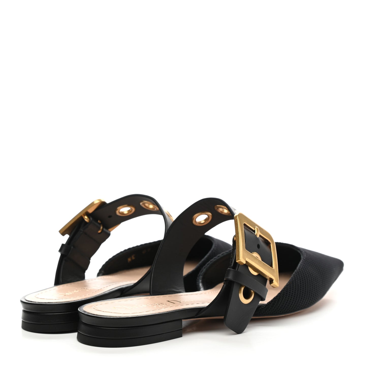 Technical Fabric D-Dior Ballerina Flat Mule 35 Black