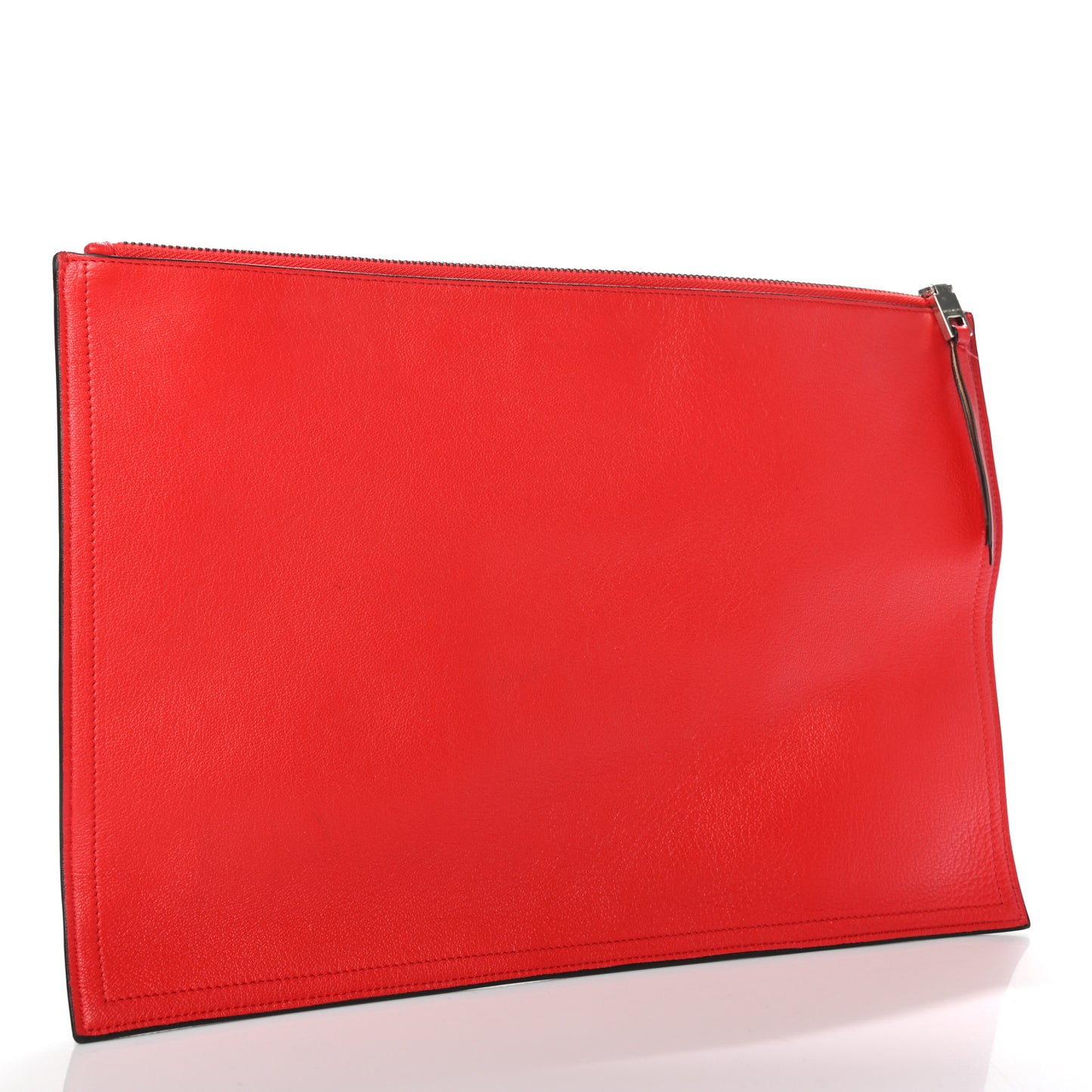Lambskin Large Emblem Pouch Red