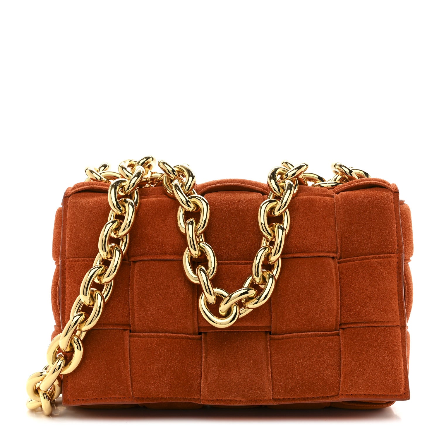 Bottega Veneta Suede Maxi Intrecciato Padded Chain Cassette Crossbody Bag Maple 1 of 10