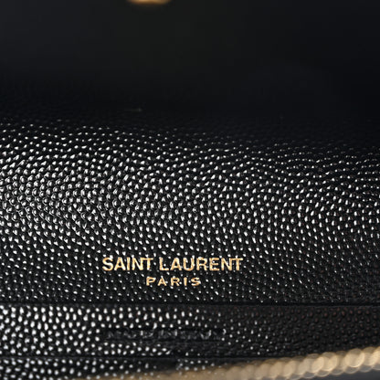 Saint Laurent Grain De Poudre Matelasse Chevron Monogram Flap Wallet Black 6 of 8