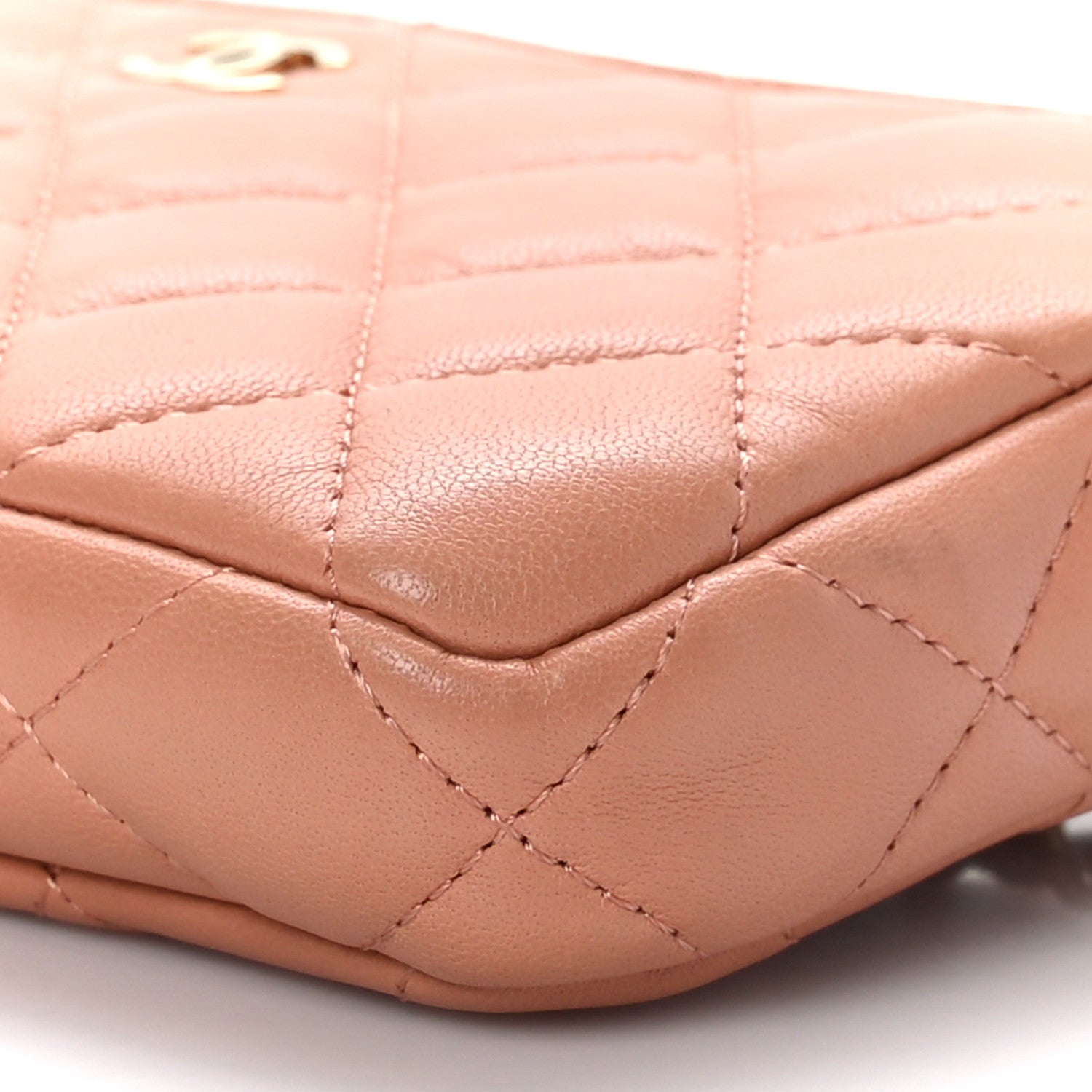 Chanel Lambskin Quilted Small Clutch With Chain Pink 11 of 12