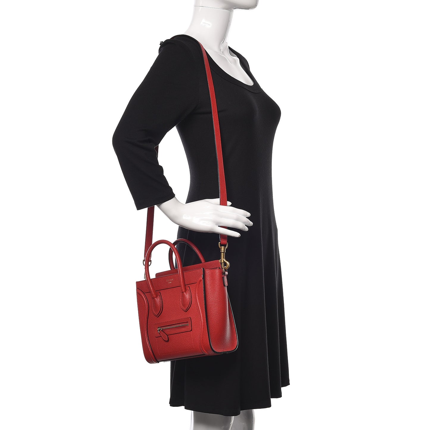 Drummed Calfskin Nano Luggage Red