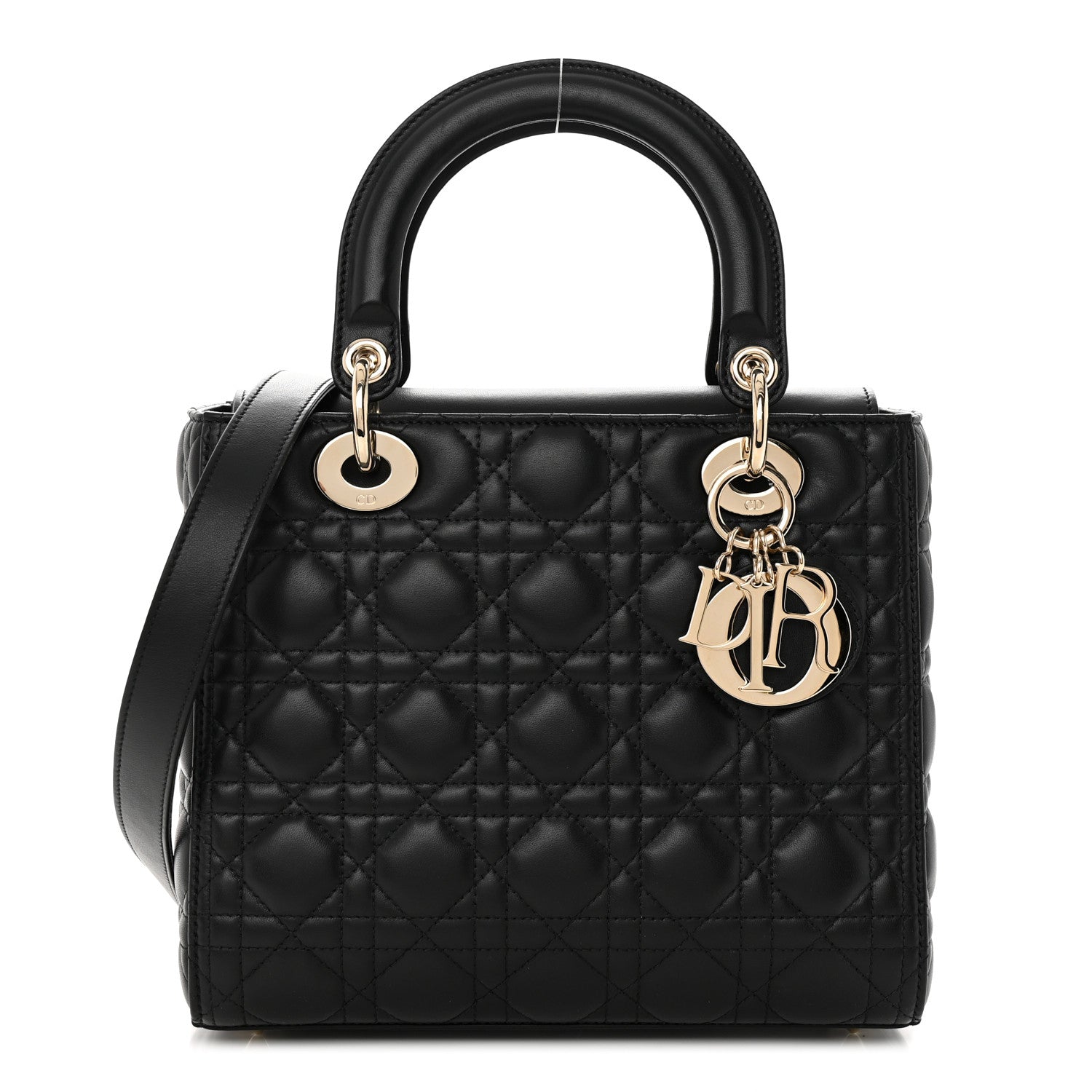 Christian Dior Lambskin Cannage Medium Lady Dior Black 1 of 15