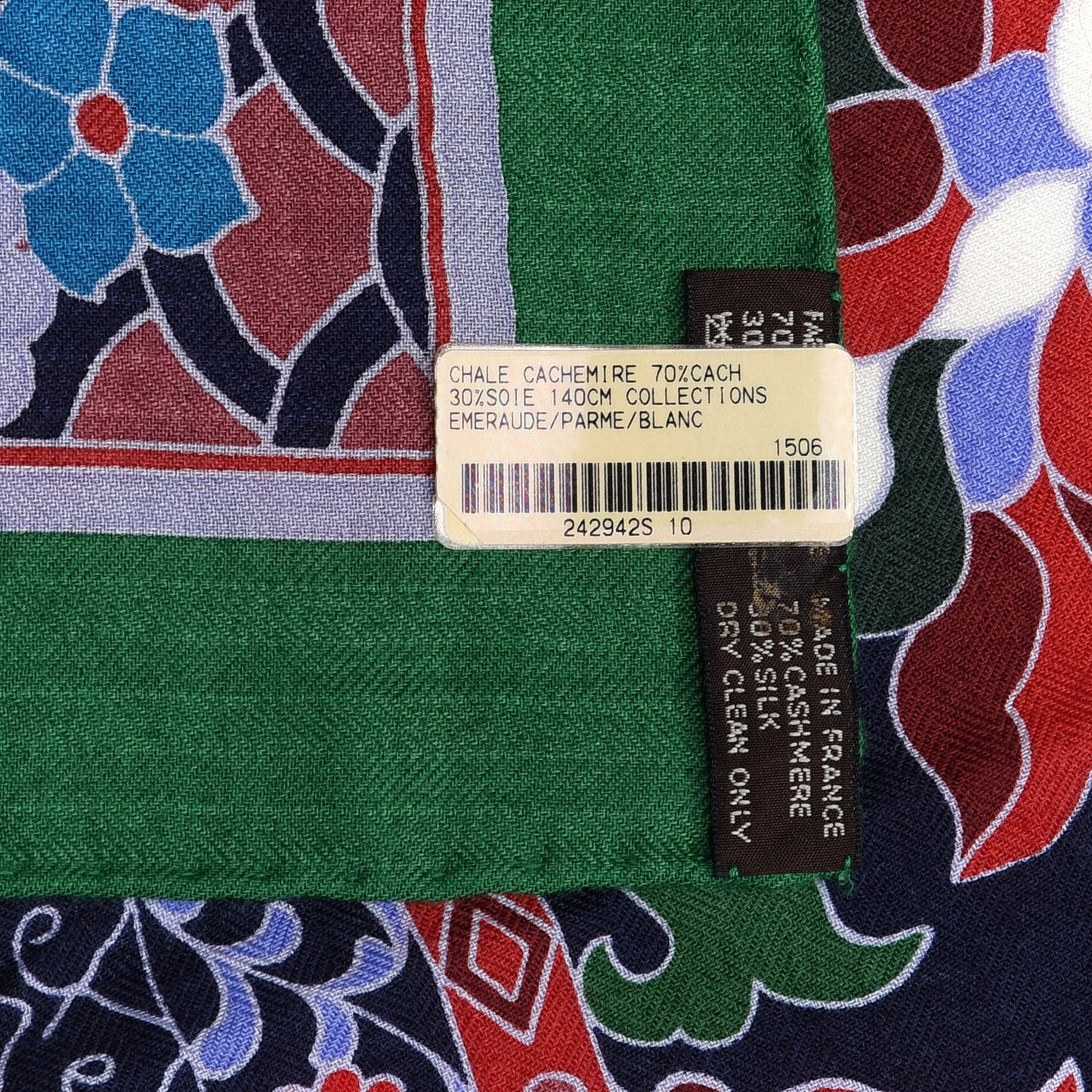 Cashmere Silk Collections Shawl 140 Emeraude Parme White