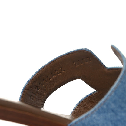 Hermes Denim Canvas Oran Sandals 37.5 Bleu Clair 8 of 8