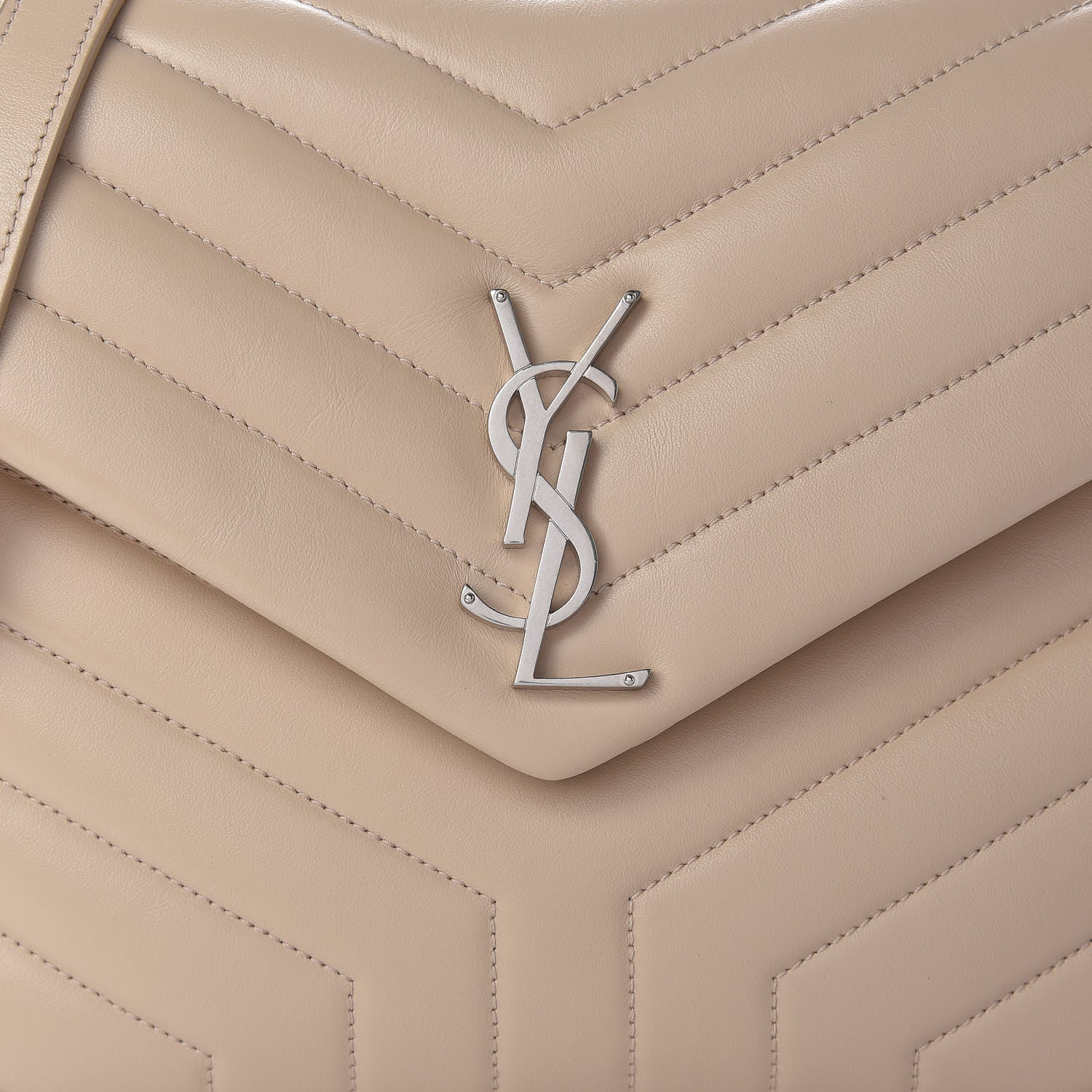 Saint Laurent Calfskin Y Quilted Monogram Medium Loulou Chain Satchel Nude Powder 9 of 14