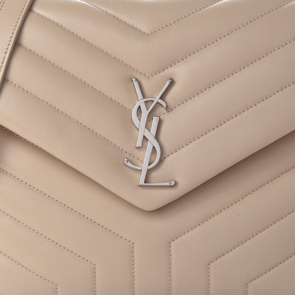 Saint Laurent Calfskin Y Quilted Monogram Medium Loulou Chain Satchel Nude Powder 9 of 14