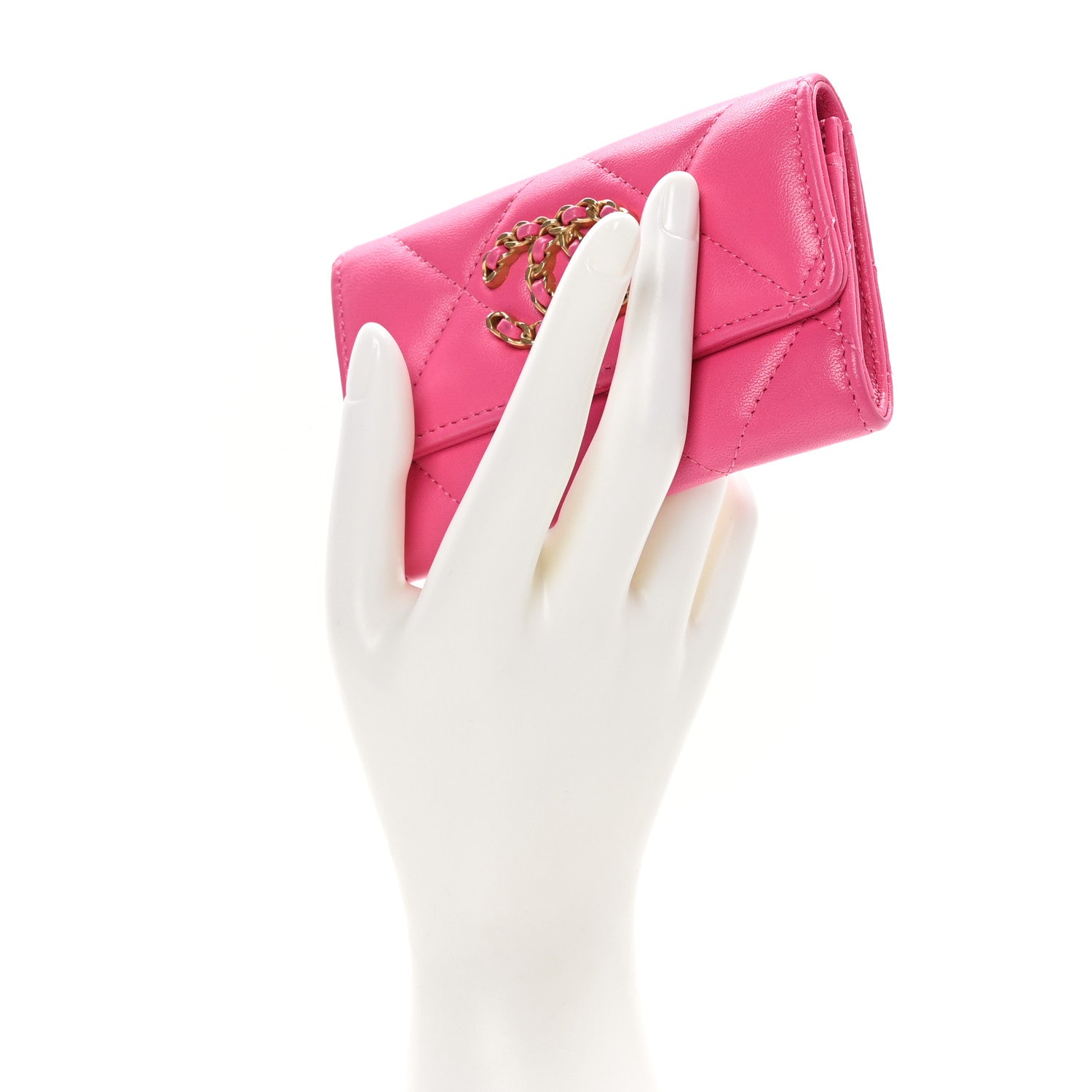 Chanel Lambskin Quilted Chanel 19 Flap Card Holder Pink 2 of 10