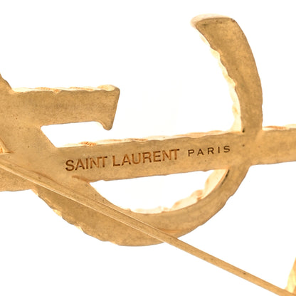 Saint Laurent Brass Cassandre YSL Twisted Brooch Gold 3 of 4