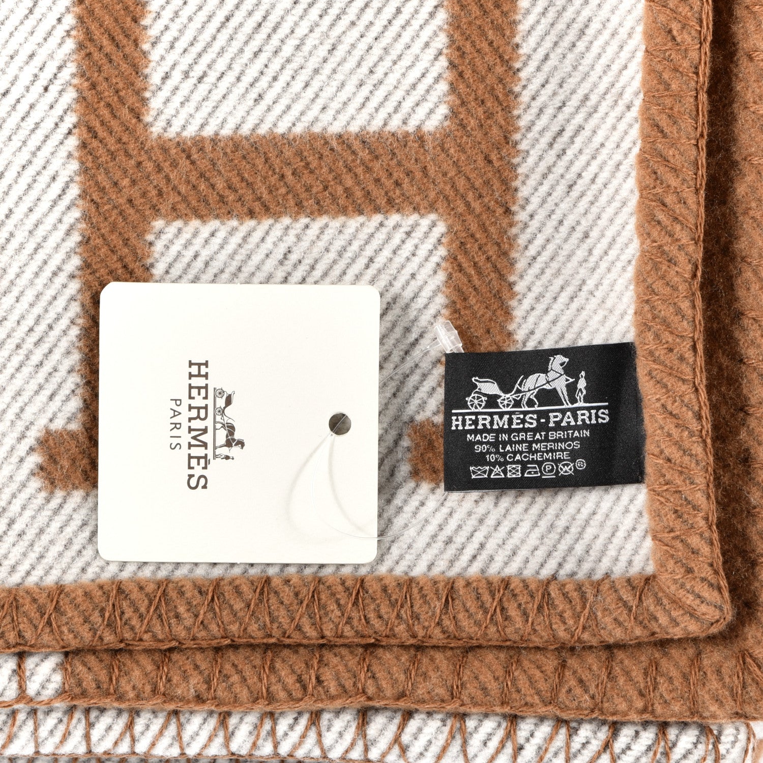 Hermes Wool Cashmere Avalon Blanket Ecru Camel 3 of 3