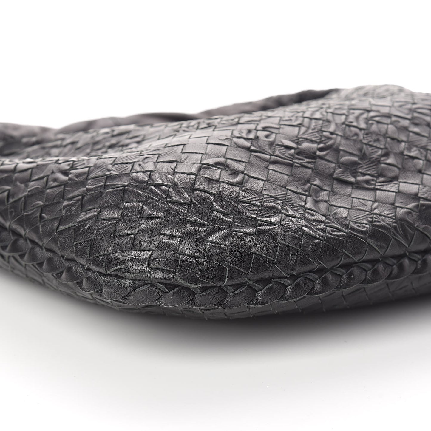Nappa Intrecciato Embossed Medium Veneta Hobo Black