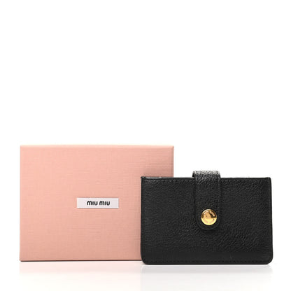 Miu Miu Goatskin Madras Accordion Card Holder Black 7 of 7