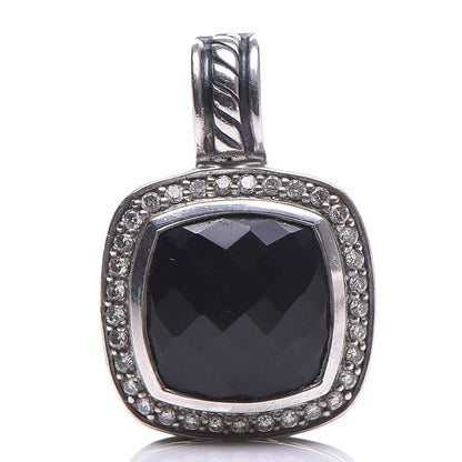 David Yurman Sterling Silver Diamond Black Onyx 11mm Albion Enhancer Pendant 1 of 5