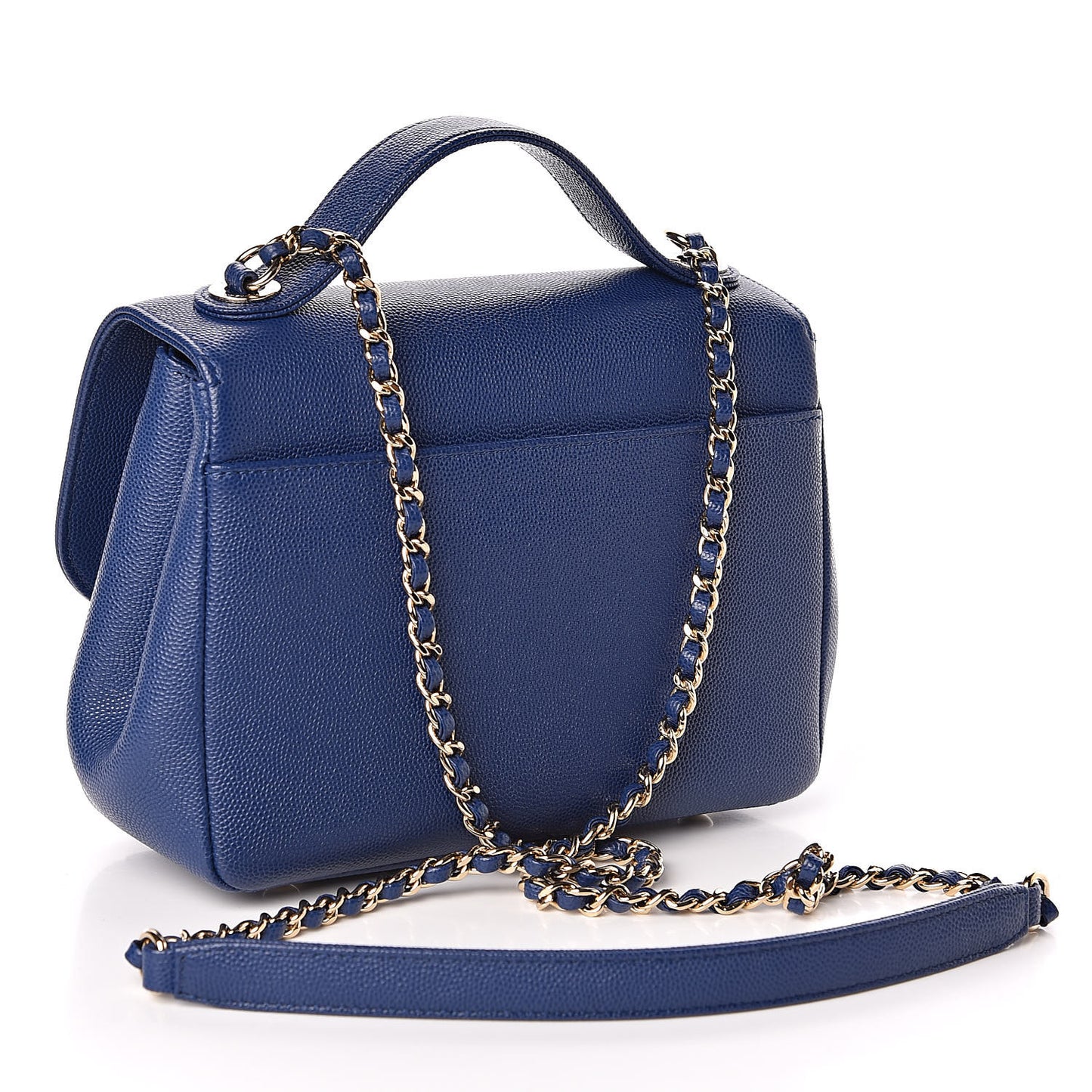 Caviar Quilted Mini Business Affinity Flap Blue