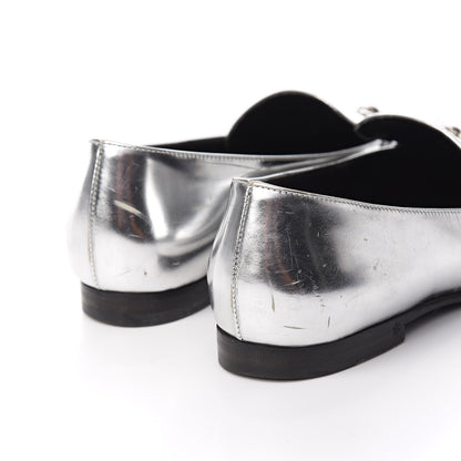 Gucci Metallic Calfskin Womens Horsebit Loafers 36 Silver 5 of 13