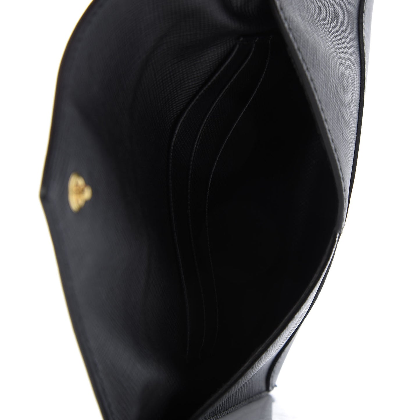 Saffiano Metal Envelope Compact Wallet Black