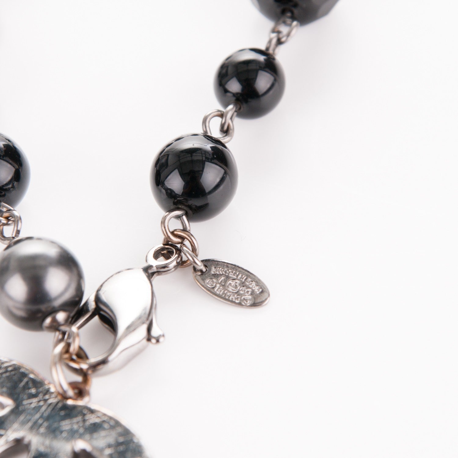 Chanel Ruthenium Beaded CC Bracelet Black 4 of 7
