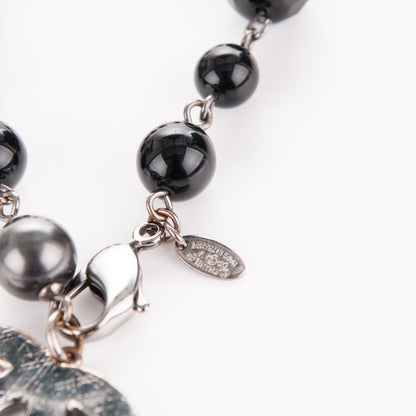 Chanel Ruthenium Beaded CC Bracelet Black 4 of 7