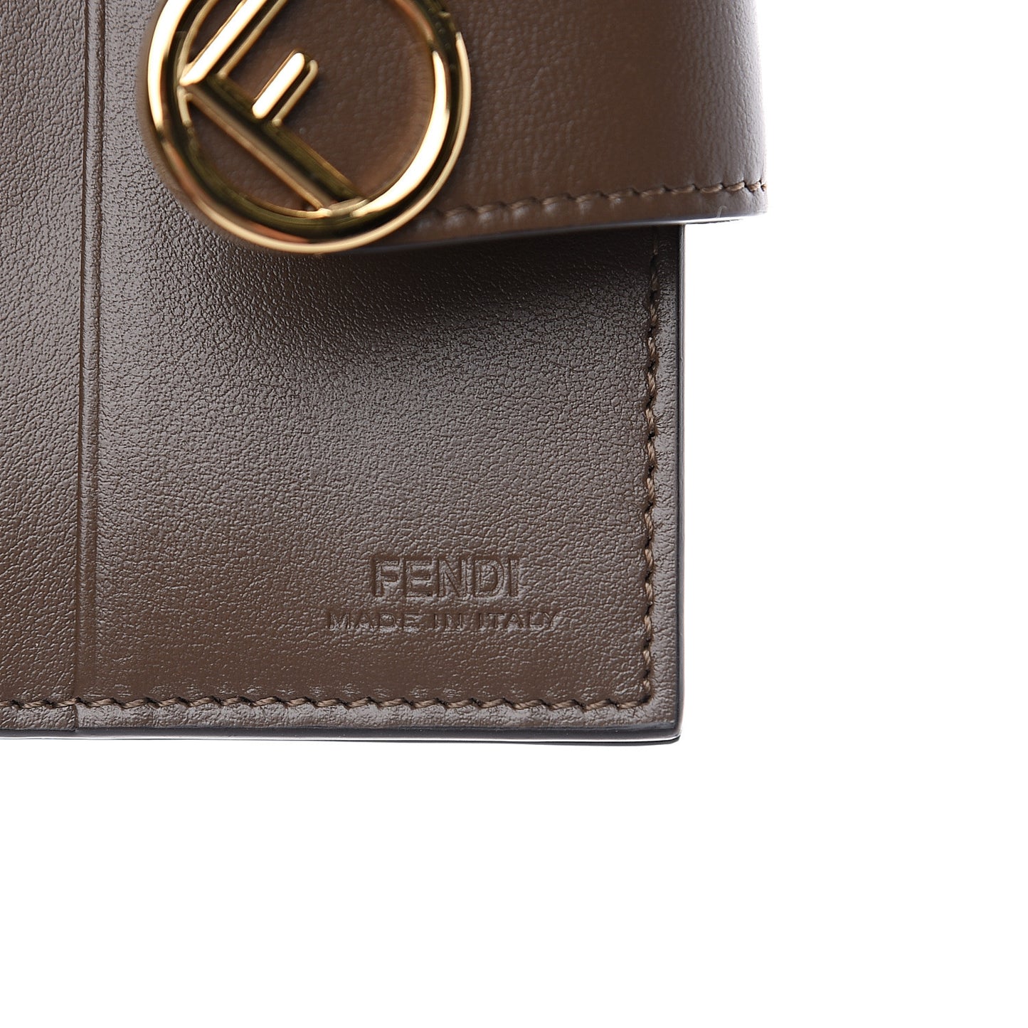 Vitello Soft F is Fendi Bi-Color FF 1974 Embossed Compact Wallet Maya Black